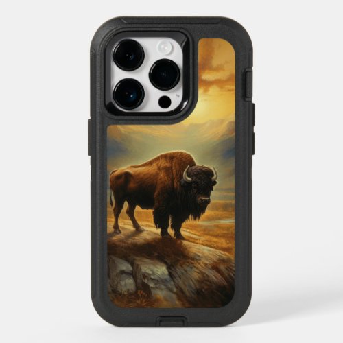 Buffalo Bison Sunset Silhouette OtterBox iPhone 14 Pro Case