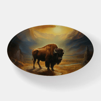 Buffalo Bison Sunset Silhouette Paperweight