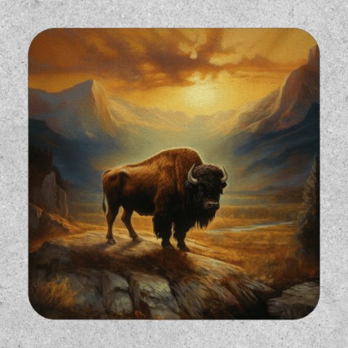 Buffalo Bison Sunset Silhouette  Patch