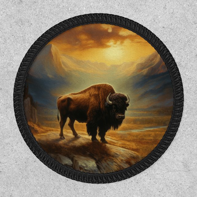 Buffalo Bison Sunset Silhouette  Patch (Front)