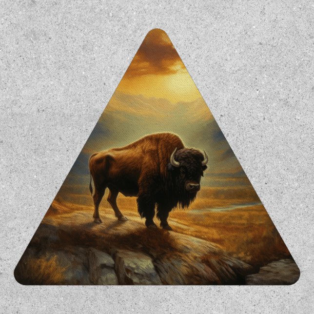 Buffalo Bison Sunset Silhouette  Patch (Front)