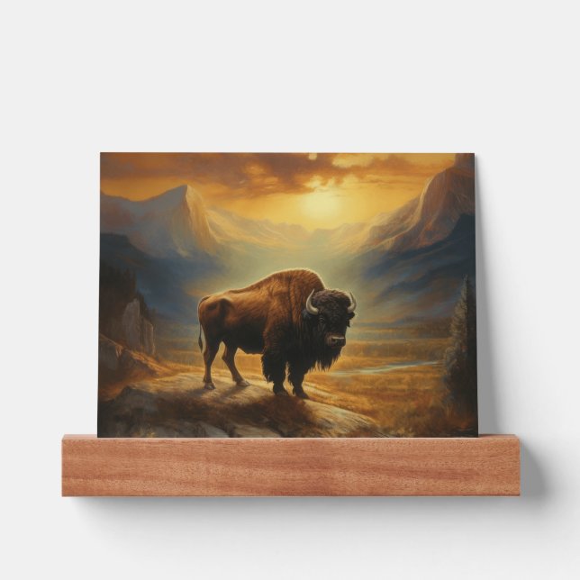 Buffalo Bison Sunset Silhouette  Picture Ledge (Front)
