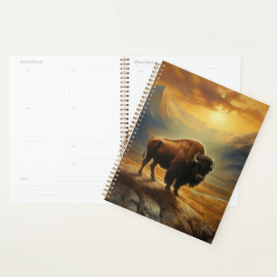Buffalo Bison Sunset Silhouette  Planner