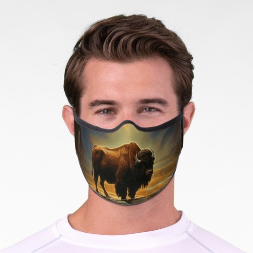 Buffalo Bison Sunset Silhouette Premium Face Mask