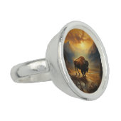 Buffalo Bison Sunset Silhouette Ring (Side)