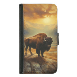 Buffalo Bison Sunset Silhouette Samsung Galaxy S5 Wallet Case