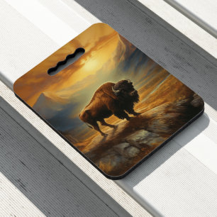 Buffalo Bison Sunset Silhouette Seat Cushion