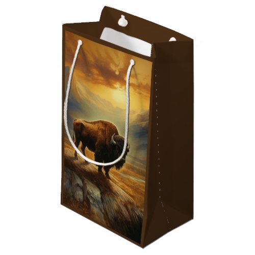 Buffalo Bison Sunset Silhouette Small Gift Bag