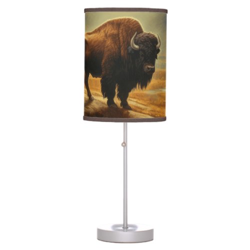 Buffalo Bison Sunset Silhouette  Table Lamp
