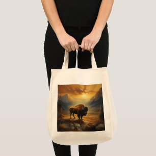 Buffalo Bison Sunset Silhouette Tote Bag