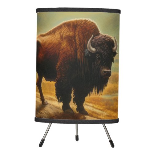 Buffalo Bison Sunset Silhouette Tripod Lamp