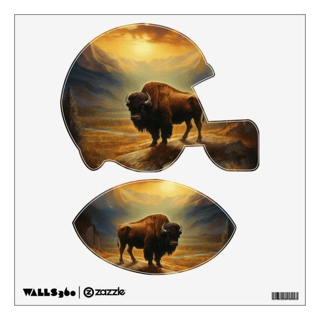 Buffalo Bison Sunset Silhouette  Wall Decal (Front)