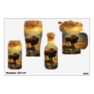 Buffalo Bison Sunset Silhouette  Wall Decal