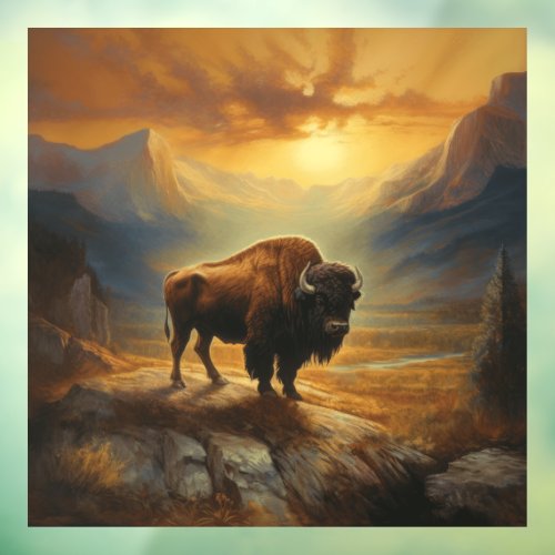 Buffalo Bison Sunset Silhouette  Window Cling