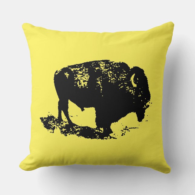 Buffalo Bison Throw Pillow (Front)