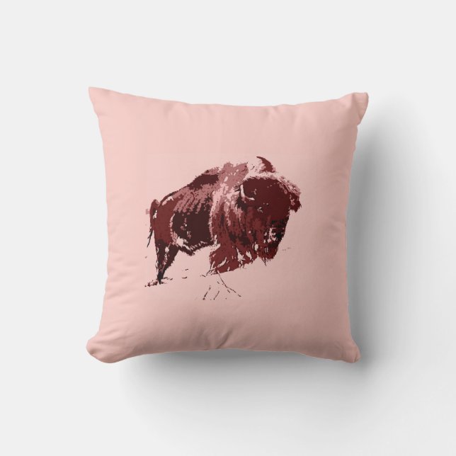 Buffalo - Bison Throw Pillow (Front)