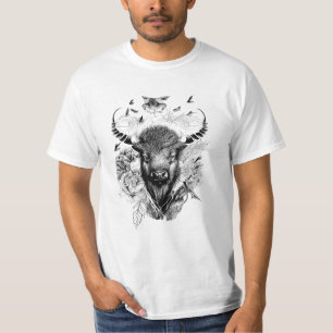 Buffalo Bison Wild Animal Nature Illustration Art T-Shirt