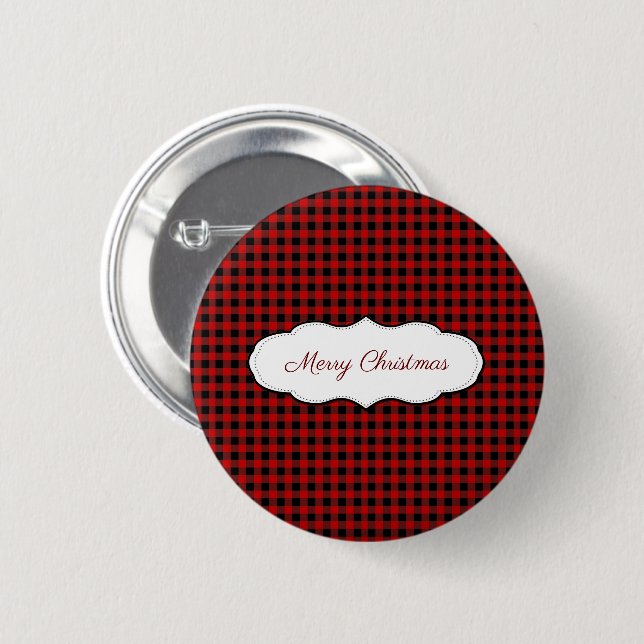 Buffalo Black and Red Plaid Checks Pattern Button (Front & Back)