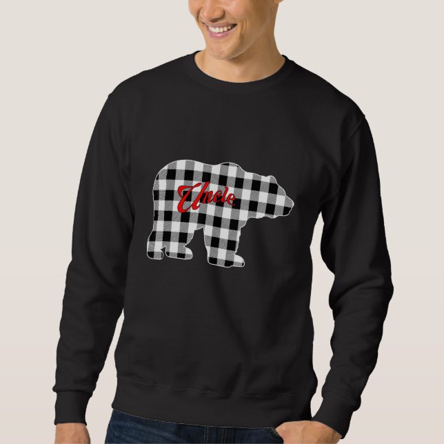 Buffalo Black and White Plaid Uncle Bear Christmas Sweatshirt (Front)
