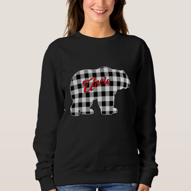Buffalo Black and White Plaid Uncle Bear Christmas Sweatshirt (Front)