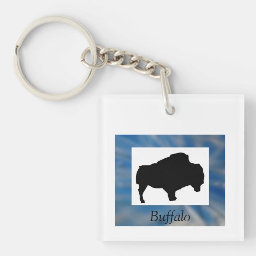 Buffalo Black on Blue Keychain