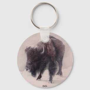 Buffalo Blizzard painting by DiDi Keychain