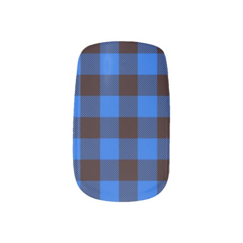 Buffalo blue black plaid minx nail art