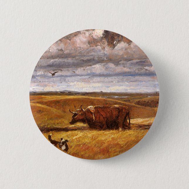 Buffalo Bones Plowed Under by Harvey Thomas Dunn Button (Front)