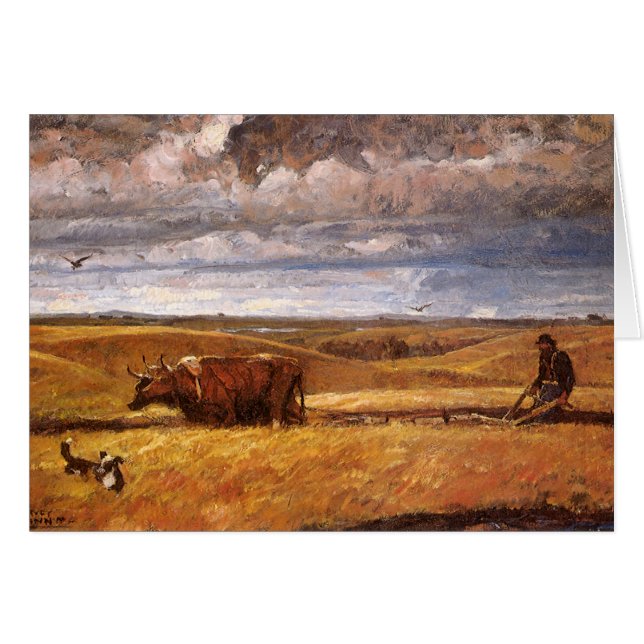 Buffalo Bones Plowed Under by Harvey Thomas Dunn Cards (Front Horizontal)