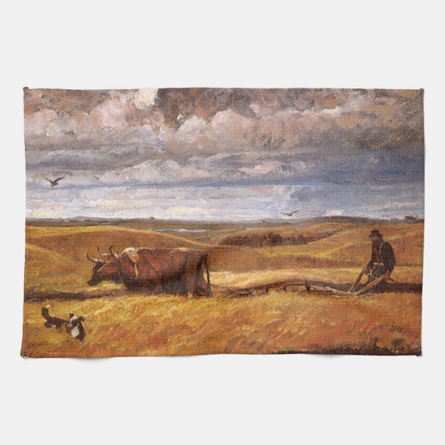 Buffalo Bones Plowed Under by Harvey Thomas Dunn Kitchen Towel (Horizontal)