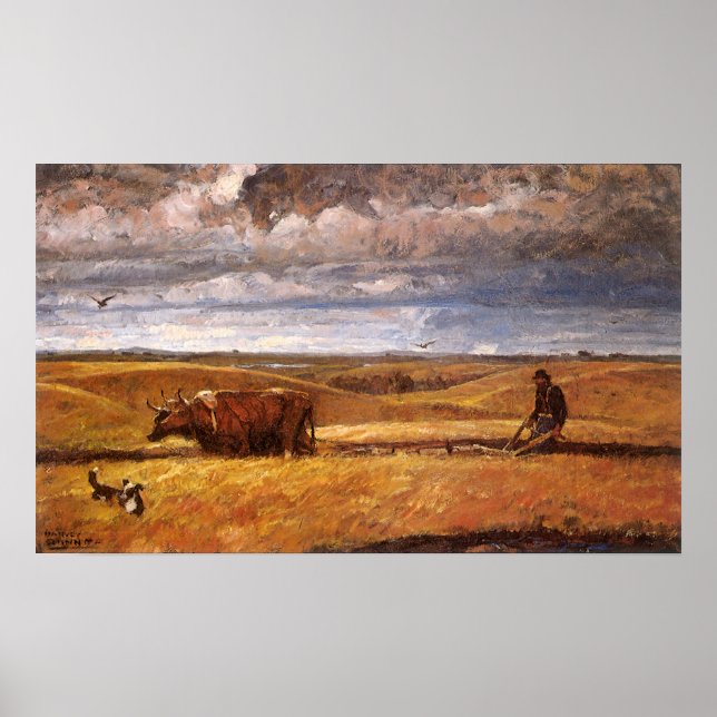 Buffalo Bones Plowed Under by Harvey Thomas Dunn Poster (Front)
