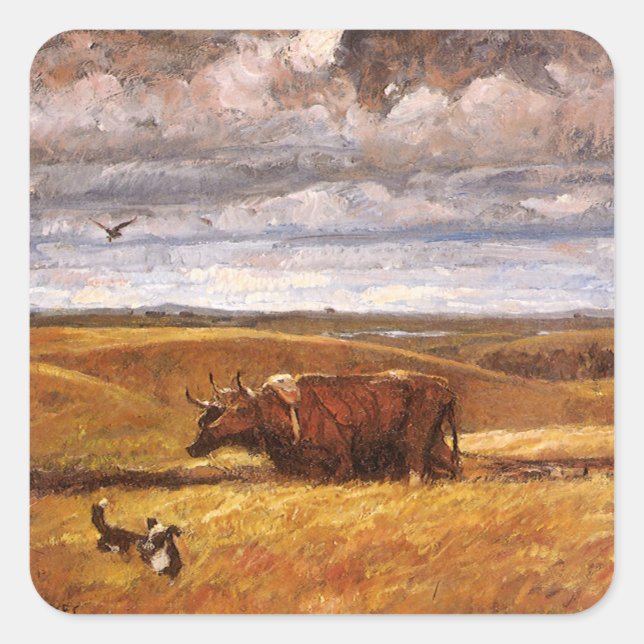 Buffalo Bones Plowed Under by Harvey Thomas Dunn Square Sticker (Front)