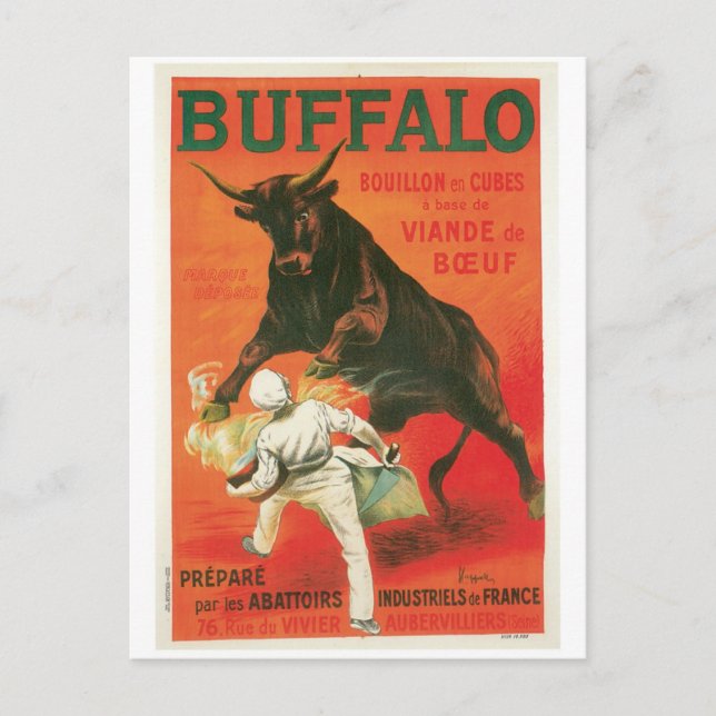 Buffalo Bouillon Cubes Vintage Food Ad Art Postcard (Front)