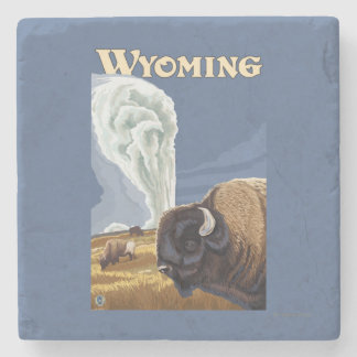 Buffalo by Old Faithful Vintage Travel Poster Stone Coaster