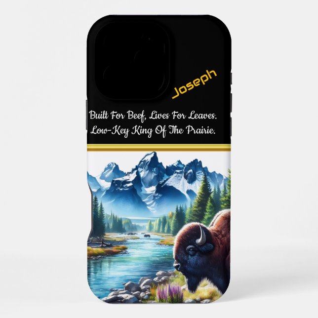 Buffalo by River in Mountain View Iphone Case (Back)