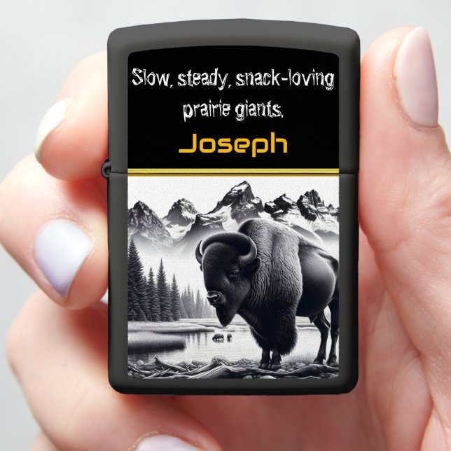 Buffalo by Serene Mountain Waters Zippo Lighter (In Hand)