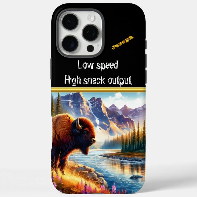 Buffalo by Serene River in Mountains Case-Mate iPhone Case (Back)