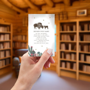 Buffalo Cactus Pink Girl Baby Shower Book Request Enclosure Card