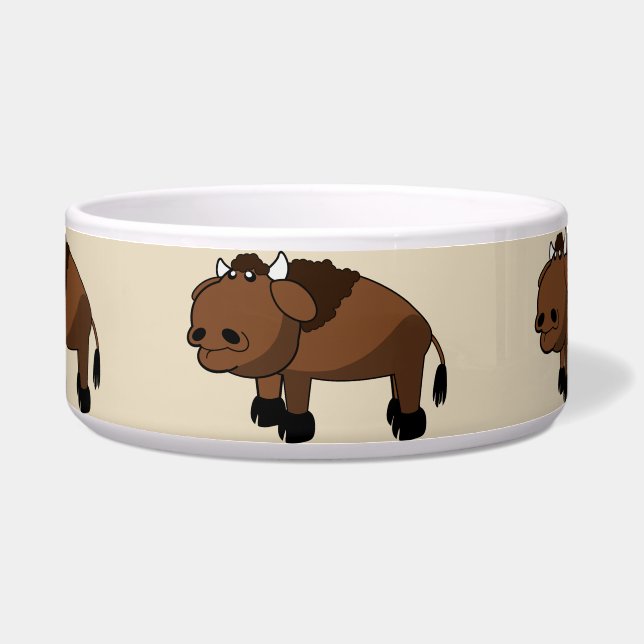 buffalo cartoon cat food bowl (Front)