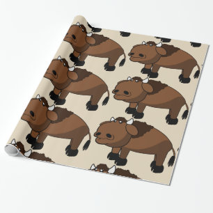 buffalo cartoon wrapping paper