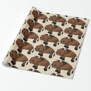 buffalo cartoon wrapping paper