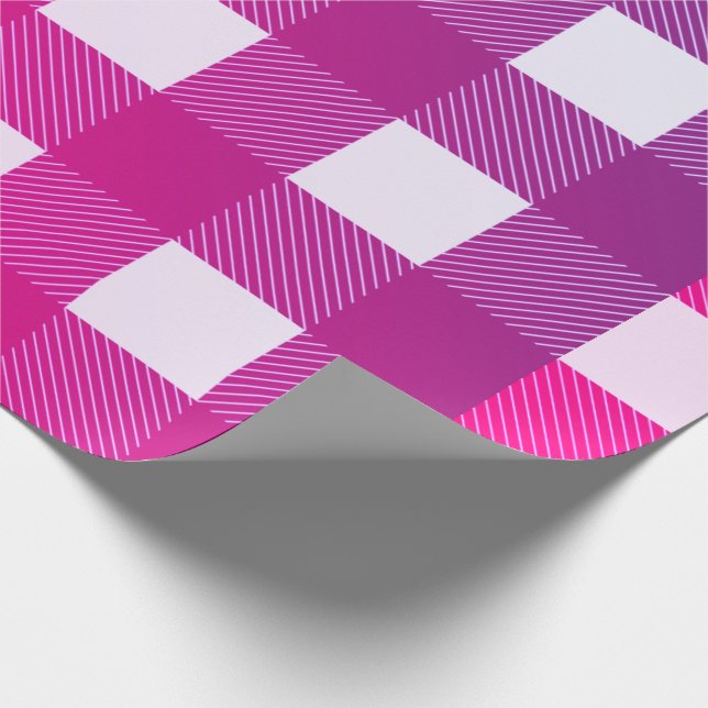 Buffalo Check a Hot Pink Simple Stylish Girly Wrapping Paper (Corner)