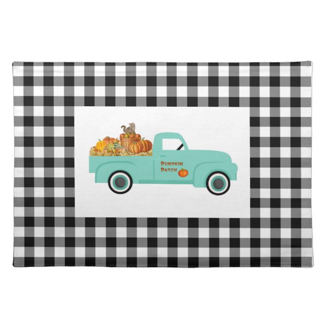 Buffalo Check and Blue Pumpkin Truck Placemat (Front)