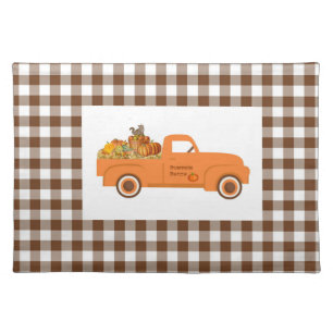 Buffalo Check and Orange Pumpkin Truck Placemat