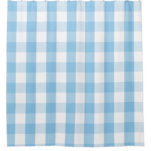 Buffalo Check Baby Blue White Shower Curtain