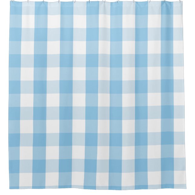 Buffalo Check Baby Blue White Shower Curtain (Front)