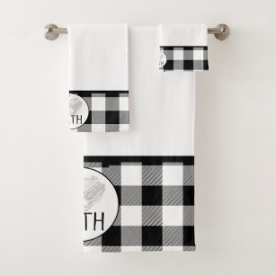 Black and White Buffalo Plaid Pattern Modern Bath Towel Set | Zazzle