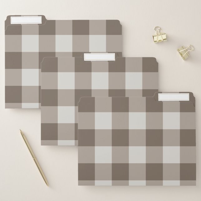 Buffalo Check Beige Cream Ivory Gingham File Folder (Set)