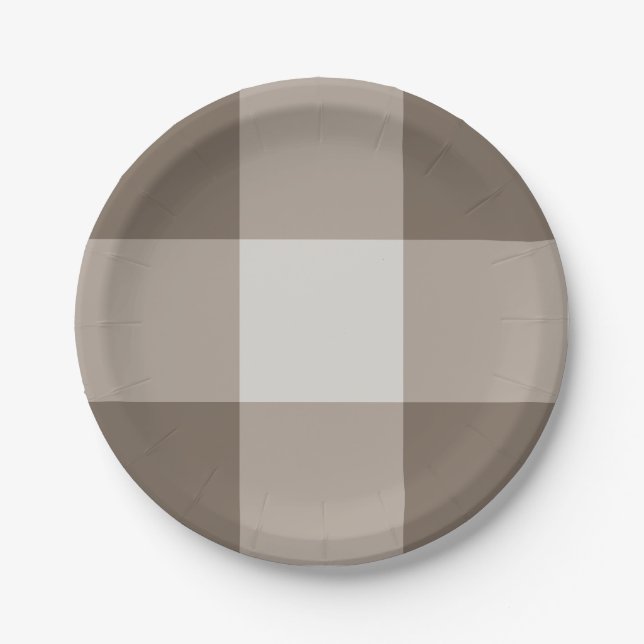 Buffalo Check Beige Cream Ivory Gingham Paper Plates (Front)