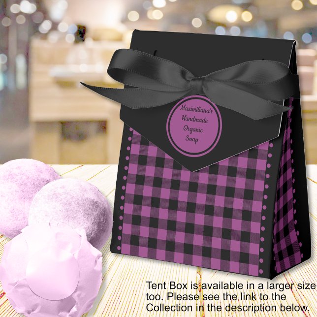 Buffalo Check -Black and Purple - 3x1.5x3.25 Tent  Favor Boxes (Buffalo Check -Black and Purple - 3x1.5x3.25 Tent Favor Boxes - by Leapfroglisics Shop)